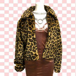 Vintage Cropped Faux Leopard Coat